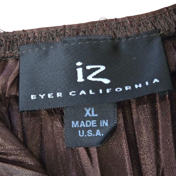 iz Byer California Y2k Babydoll Tank Top NWT Crinkle Brown Size XL Going Out - Picture 3 of 10